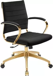 Mid Back Executive Office Armchair with Aluminum Frame & Black Velvet Upholstery - Picture 1 of 8