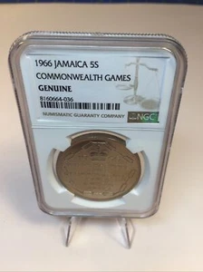 1966 Jamaica 5 Shillings Commonwealth Games NGC Genuine - Picture 1 of 7