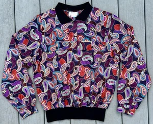 Lauren Lee Vintage 80s Abstract Blouse Women's Size 8 Paisley Retro Long Sleeve - Picture 1 of 8
