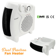 2 in 1 Fan Heater 2KW 2000W Small Portable Electric Hot Warm Air Upright Flatbed