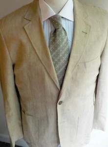 ALAN FLUSSER Beige Linen Blend Relaxed Fit Blazer Sportcoat SZ MEDIUM Beige - Picture 1 of 6