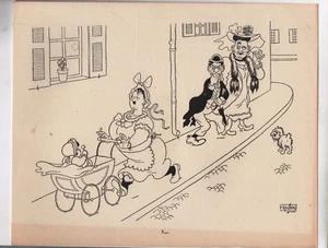 Gravure de DUBOUT. Adolf Hitler habillé en nounou. 21 x 26,5 cm - Picture 1 of 1