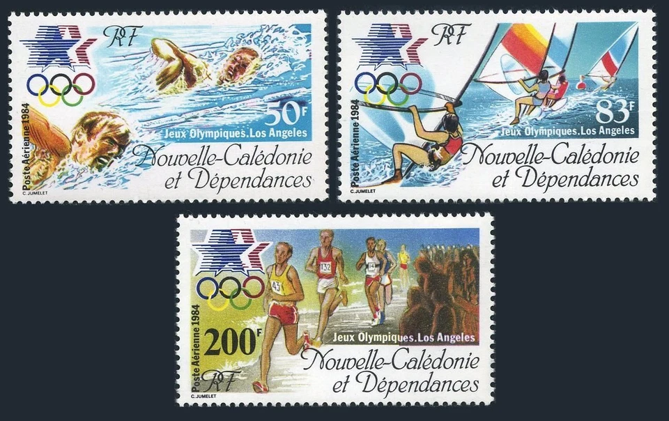 New Caledonia C197-C199,MNH.Michel 739-741. Olympics Los Angeles-1984.Swimming, - Image 1 of 1