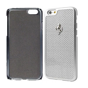 Ferrari Ufficiale GT iPhone 6 6S Plus Telaio Argento Bianco Fibra di Carbonio Custodia Rigida - Foto 1 di 1
