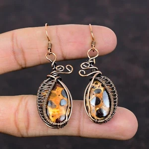 Women Day Sale Bauxite Jewelry Copper Gift For Love Wire Wrapped Earrings 2.32" - Picture 1 of 6