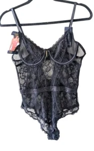Rachel Roy Bodysuit 1X Black Lace Sheer Underwire One Piece Lingerie New w Tags - Picture 1 of 4