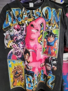 DRAGON BALL Z ON A SHAKA HEAVYWEIGHT GARMET DYED T SHIRT "MODERN" - Picture 1 of 4