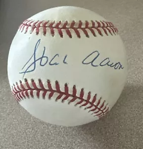 Hank Aaron Signed Baseball Center Sweet Spot Auto Blue Rawlings 1990s Braves PSA - Picture 1 of 8