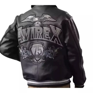 Men's Avirex 75 Aviator King Bomber Jacket 1975 Fashion Leather Jacket Street - Picture 1 of 8