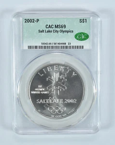 2002-P Winter Olympics Commemorative Silver Dollar MS69 CAC - Picture 1 of 5