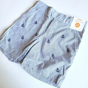 Gymboree Boys 2T Stripes and Anchor All Over Anchor Striped Shorts Nautical NWT - Picture 1 of 3