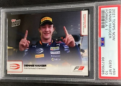 2021 Topps Now Formula 1 Dennis Hauger PSA 10 Formula 3 Champion #60 - F1 - Image 1 of 2