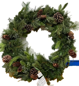 32" DECORATIVE CHRISTMAS WREATH W/50 LED DUAL WHITE/MULTI COLOR LIGHTS(OPEN BOX) - Picture 1 of 4