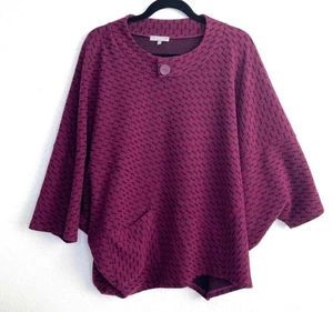 Habitat Purple and Black Poncho Pullover Top Oversized Lagenlook Size M - Picture 1 of 5