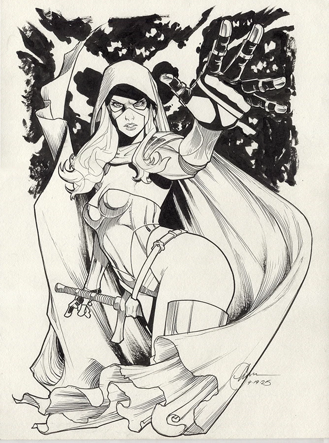 V for Vendetta,V ink wash drawing,David Lloyd, in Mario B.'s
