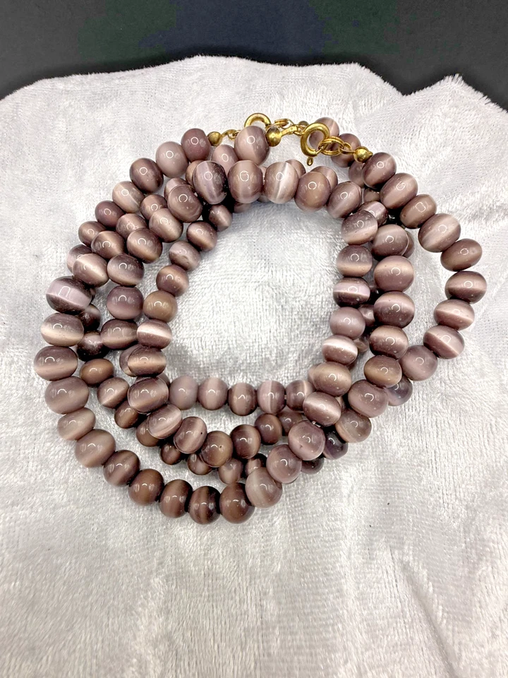 Lote Collar Piedra Ojo de Gato Vintage 18" Foto 1 de 4