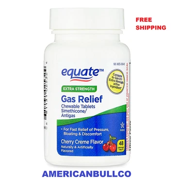 Comprimidos mastigáveis Equate Extra Strength alívio de gás, creme de cereja, 48 unidades - Imagem 1 de 4