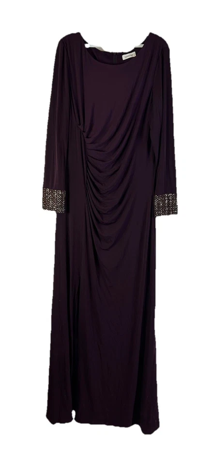 Calvin Klein Womens 14 Dress Gown Embellished Ruched Mother of Bride Wedding - Image 1 of 4