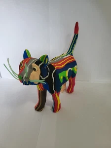 Kitty Cat Recycled Flip Flop Scultpture Figurine Crazy Cat Lady Handmade *read* - Picture 1 of 10