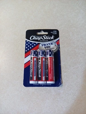 CHAPSTICK GRACIAS POR SU SERVICIO Bálsamo Labial Veteranos Paquete de 3 *HTF SELLADO  Foto 1 de 4