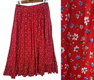 Maxi Falda Western Prairie Talla XL Roja Floral Country Vaquera De Colección Cottagecore - Imagen 1 de 10