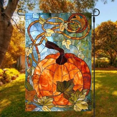 Fall Pumpkins Garden Flag Double Sided Polyester Thanksgiving Garden Flag Autumn - Image 1 of 4
