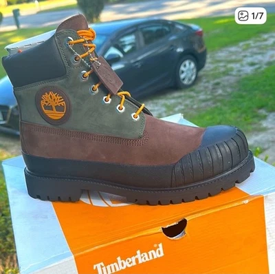 Timberland Bota Premium 6 Pulgadas Impermeable, Marrón Oscuro/Verde, Nubuck, Talla 10.5 Foto 1 de 4