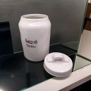 Rae Dunn Christmas Peppermint Candy “ Treats” Canister With Lid Retired 8” USED - Picture 1 of 15