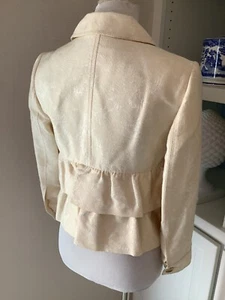 Valentino Jacket, Size 6, EU 42, Ivory Cotton Blend, Jacquard Weave, Ruffle - Picture 1 of 10