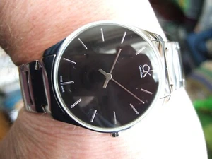 Men's Calvin Klein K4D21141 Black Sunburst Dial Swiss Made Classic Dress Watch! - Picture 1 of 20