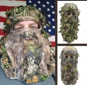 HOT!🔥- Woodland Camo Hunting Hood Balaclava Mask Camouflage Sniper Hiding - 3D! - Picture 1 of 12