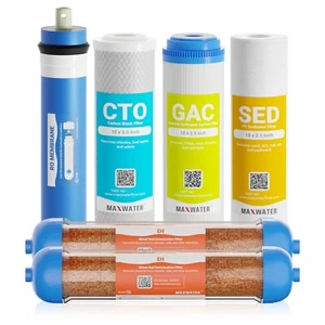 6 Stage Reverse Osmosis RO.DI Water Filter Replacement set 100 GPD for Aquarium - Picture 1 of 13