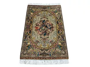 Elegante Alfombra de Seda Pictórica Estilo Persa Escena y Diseño Floral Decorativa 3x5 - Imagen 1 de 11