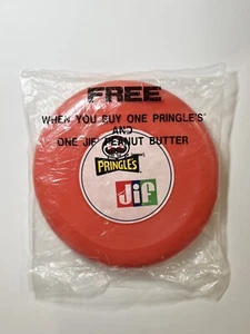 Vintage Pringles & JIF Orange Red Frisbee Peanut Butter Chips Disc Toy New - Picture 1 of 3