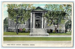 Tarjeta postal gratuita de 1931 de la biblioteca pública concordia Kansas KS - Imagen 1 de 2