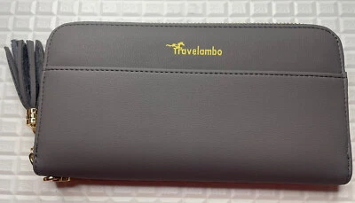 Travelambo Mujer Billetera Borla Doble Pliegue Damas Cluth Muñequera con Correa para Muñeca Foto 1 de 3