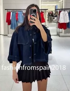 ZARA NEW WOMAN TRF DENIM CAPE JACKET DARK INDIGO XS-XXL 0250/070/443 - Picture 1 of 4