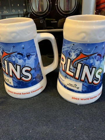 MARLINS 1997-2003 WORLD SERIES LARGE CERAMIC STEIN Cup Mug HEALTHCARE SPONSOR(2) Cover
