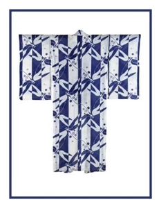 Japanese Asian Blue Dragonflies Kimono Counted  Cross Stitch Chart Pattern - Picture 1 of 4