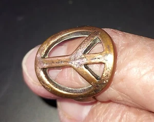 Large Peace Sign Ring, Silver And Bronze / Copper Tone Size 7.5 Vintage - Picture 1 of 3