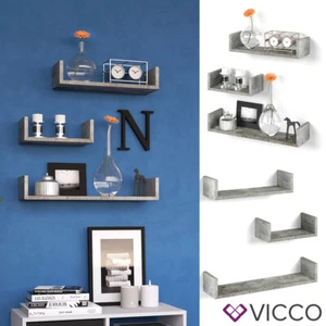 Estantería de pared estantería colgante librería trend set de 3 hormigón Vicco - Imagen 1 de 7