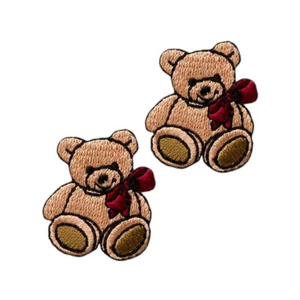 Aufbügelmotiv♥Patch♥ 2 Teddy Bärchen mit Schleife ♥Aufbügler♥Applikation NEU - Picture 1 of 2