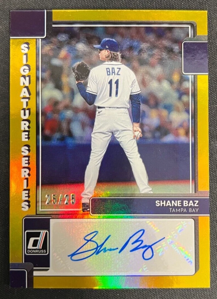 2022 Donruss #SS-SB Shane Baz Autograph Gold Foil Signature Series 25/25 Rays - Image 1 of 2
