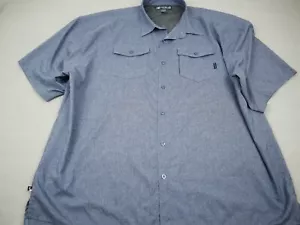 Big Dogs Shirt Men 4XL Blue Solid Button Up Short Sleeve Flap Pockets XXXXL - Picture 1 of 9