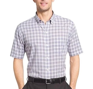 Van Heusen Short Sleeve Shirt Flex Stretch Classic Fit No Iron Button Down Purpl - Picture 1 of 1
