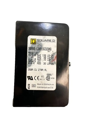 Square D 9080-LBA163206 Power Block 1 Pole 270 Al/350 Cu Amps 2 In 6 Out (B5) - Image 1 of 4