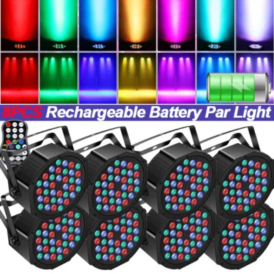 1-10PC Wireless Rechargeable 36LED RGB Battery Par Stage Light DMX Party DJ Show - Image 1 of 4