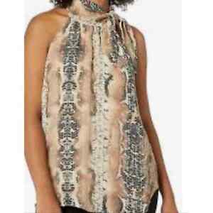 HAUNTE HIPPIE SNAKE PRINT SILK TANK WITH NECK SIDE TIE AND RIVITS SIZE MED
