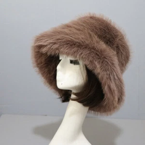 Women Soft Fluffy Faux Fur Bucket Hat Thick Warm Thermal Fisherman Cap Winter - Picture 1 of 25