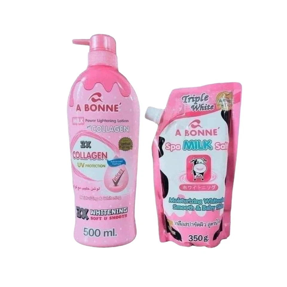 Loción corporal de colágeno A Bonne Milk Power plus 500 ml + 1 sal de leche spa - PAQUETE Foto 1 de 4